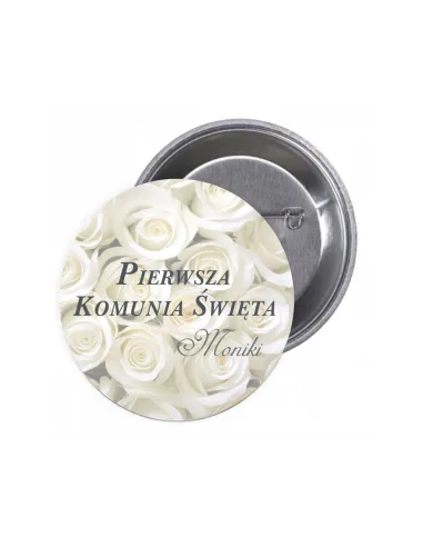 Przypinki buttony PIERWSZA KOMUNIA ŚWIĘTA IMIĘ znaczki badziki z grafiką