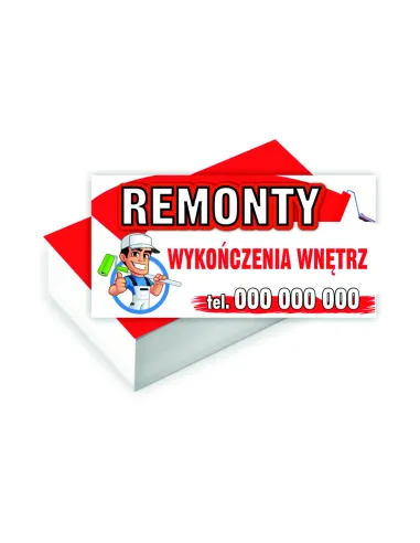 Wizytówki firmowe Foliowane GOTOWY PROJEKT 1000 szt. REMONTY WYKOŃCZENIA WNĘTRZ