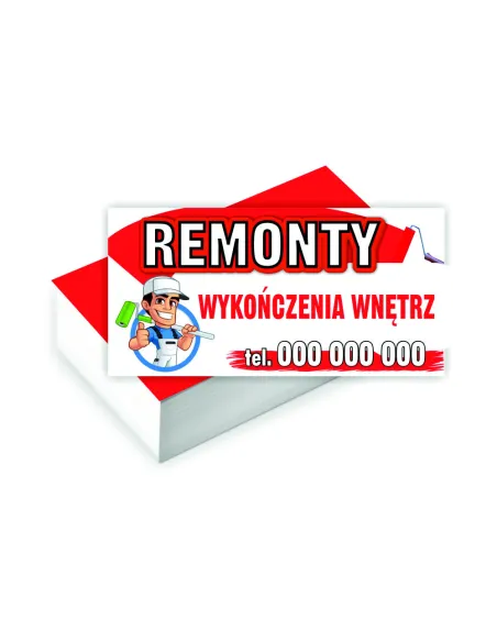 Wizytówki firmowe Foliowane GOTOWY PROJEKT 1000 szt. REMONTY WYKOŃCZENIA WNĘTRZ