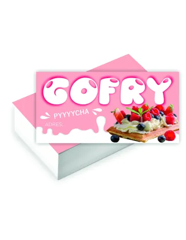 Wizytówki firmowe Foliowane GOTOWY PROJEKT 100 szt. LODY GAŁKOWE GOFRY