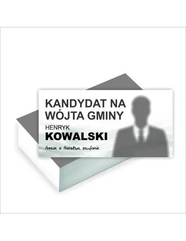 Wizytówki wyborcze GOTOWY PROJEKT GRATIS 100 sztuk WYBORY NA WÓJTA GMINY