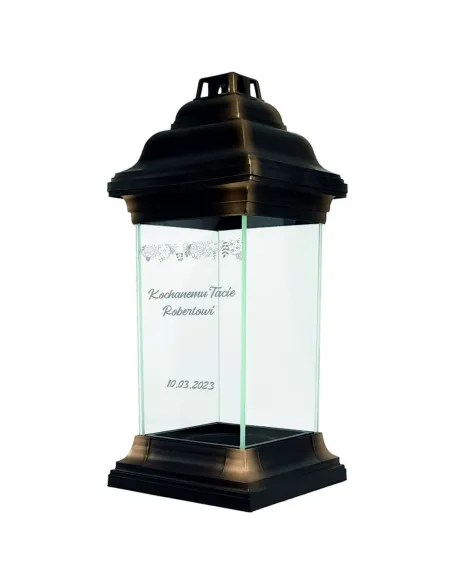 Znicz szklany z grawerem kapliczka dla TATY personalizowany z dedykacją