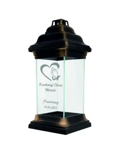 Znicz szklany kapliczka dla CÓRKI z personalizacją z grawerem