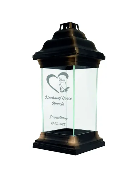 Znicz szklany kapliczka dla CÓRKI z personalizacją z grawerem