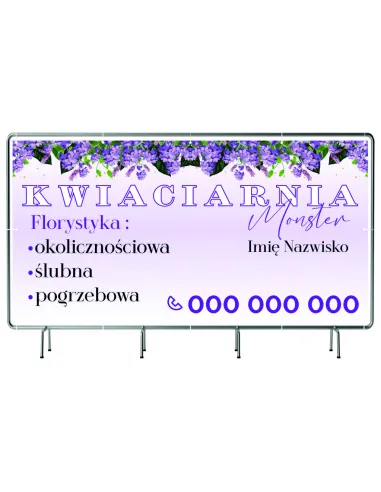 BANER REKLAMOWY na siatce mesh 100x50 cm gotowy projekt FLORYSTYKA KWIACIARNIA