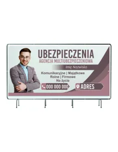 BANER REKLAMOWY na siatce mesh 100x50 cm gotowy projekt UBEZPIECZALNIA