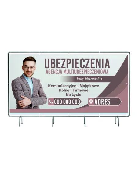 BANER REKLAMOWY na siatce mesh 100x50 cm gotowy projekt UBEZPIECZALNIA
