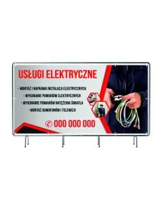 BANER REKLAMOWY na siatce mesh 100x50 cm gotowy projekt USŁUGI ELEKTRYCZNE