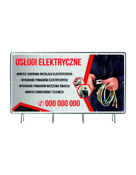 BANER REKLAMOWY na siatce mesh 100x50 cm gotowy projekt USŁUGI ELEKTRYCZNE