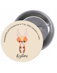 Przypinki buttony PRZEDSZKOLE IMIĘ SARNA znaczki badziki z grafiką