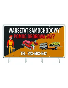 BANER REKLAMOWY na siatce mesh 200x100 cm gotowy projekt WARSZTAT SAMOCHODOWY