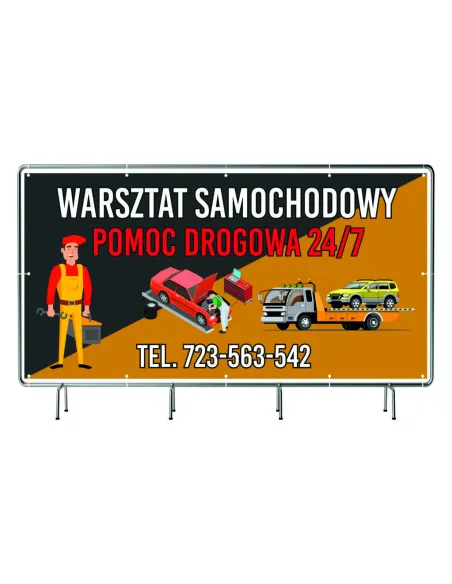 BANER REKLAMOWY na siatce mesh 200x100 cm gotowy projekt WARSZTAT SAMOCHODOWY