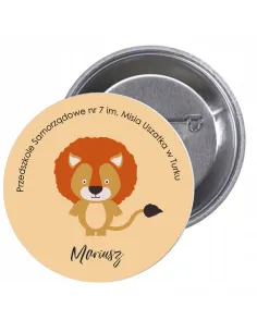 Przypinki buttony PRZEDSZKOLE IMIĘ LEW znaczki badziki z grafiką