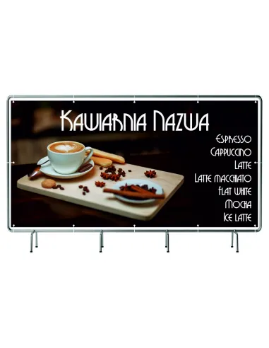 BANER REKLAMOWY na siatce mesh 200x100 cm gotowy projekt KAWIARNIA