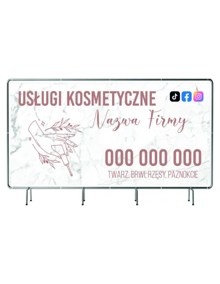 BANER REKLAMOWY na siatce mesh 200x100 cm gotowy projekt USŁUGI KOSMETYCZNE