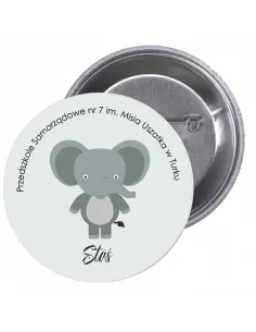 Przypinki buttony PRZEDSZKOLE IMIĘ SŁOŃ znaczki badziki z grafiką