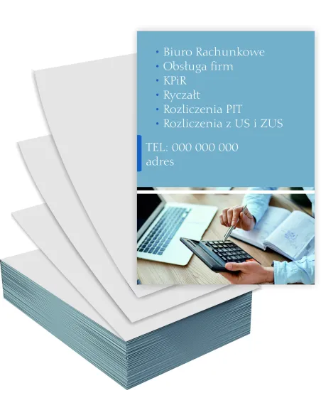 Ulotki A6 1000 szt reklamowe firmowe BIURO RACHUNKOWE + PROJEKT GRATIS