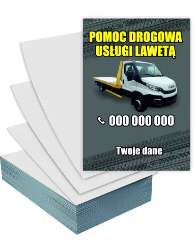 Ulotki A6 1000 szt reklamowe firmowe POMOC DROGOWA LAWETA + PROJEKT GRATIS