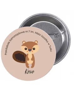 Przypinki buttony PRZEDSZKOLE IMIĘ WIEWIÓRKA znaczki badziki z grafiką