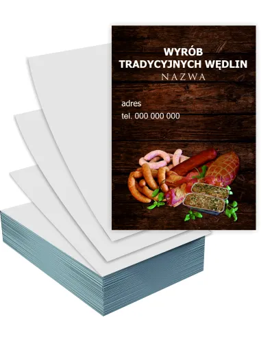 Ulotki A6 100 szt reklamowe firmowe WYRÓB WĘDLIN + PROJEKT GRATIS