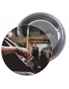 Przypinki buttony ABSOLWENT SZKOŁA MUZYCZNA KONTRABAS znaczki badziki z grafiką