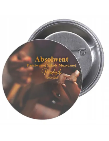 Przypinki buttony ABSOLWENT SZKOŁA MUZYCZNA GITARA KLASYCZNA znaczki badziki z grafiką