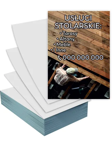 Ulotki A5 100 sztuk reklamowe firmowe USŁUGI STOLARSKIE + PROJEKT GRATIS
