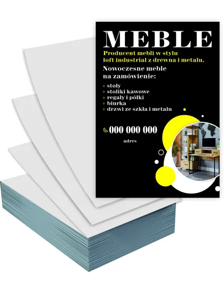 Ulotki A4 5000 sztuk reklamowe firmowe MEBLE SZAFY REGAŁY BIURKA + PROJEKT GRATIS