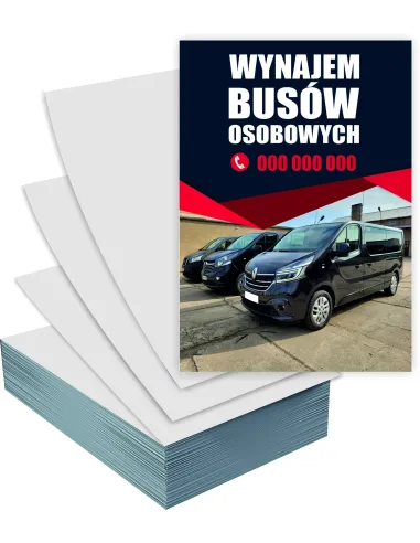 Ulotki A4 1000 sztuk reklamowe firmowe WYNAJEM BUSÓW + PROJEKT GRATIS