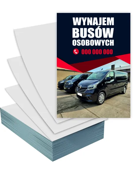 Ulotki A4 1000 sztuk reklamowe firmowe WYNAJEM BUSÓW + PROJEKT GRATIS