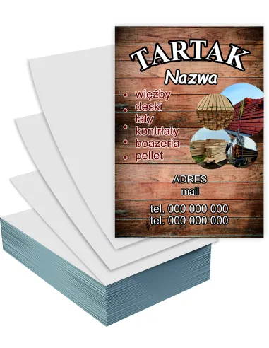 Ulotki A4 100 sztuk reklamowe firmowe TARTAK + PROJEKT GRATIS