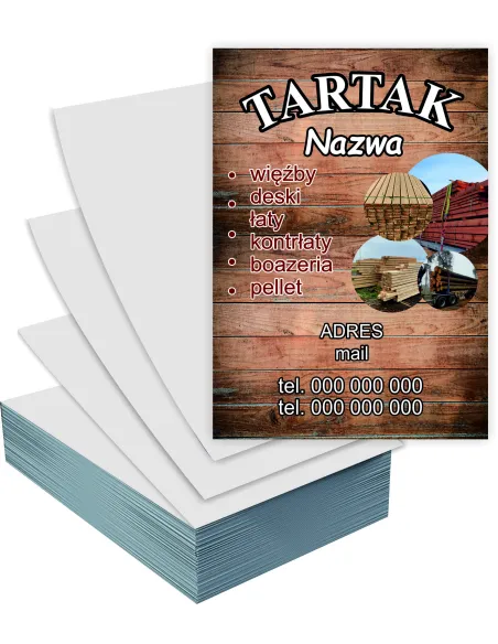 Ulotki A4 100 sztuk reklamowe firmowe TARTAK + PROJEKT GRATIS