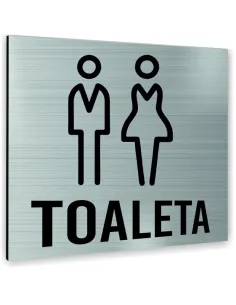 Tabliczka SREBRNA  WC TOALETA TEKST DOWOLNY TEKST NAPIS Tablica nierdzewna PIKTOGRAM ALUMINIUM