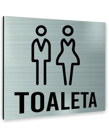 Tabliczka SREBRNA  WC TOALETA TEKST DOWOLNY TEKST NAPIS Tablica nierdzewna PIKTOGRAM ALUMINIUM