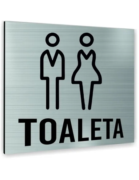 Tabliczka SREBRNA  WC TOALETA TEKST DOWOLNY TEKST NAPIS Tablica nierdzewna PIKTOGRAM ALUMINIUM