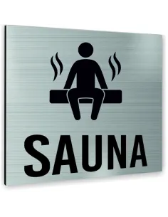 Tabliczka SREBRNA  SAUNA TEKST DOWOLNY TEKST NAPIS Tablica nierdzewna PIKTOGRAM ALUMINIUM