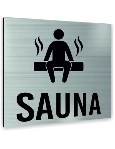 Tabliczka SREBRNA  SAUNA TEKST DOWOLNY TEKST NAPIS Tablica nierdzewna PIKTOGRAM ALUMINIUM