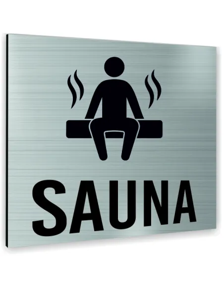 Tabliczka SREBRNA  SAUNA TEKST DOWOLNY TEKST NAPIS Tablica nierdzewna PIKTOGRAM ALUMINIUM
