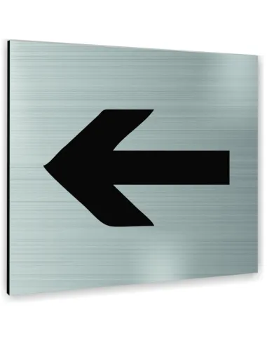 Tabliczka SREBRNA STRZAŁKA TEKST DOWOLNY TEKST NAPIS Tablica nierdzewna PIKTOGRAM ALUMINIUM