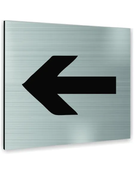 Tabliczka SREBRNA STRZAŁKA TEKST DOWOLNY TEKST NAPIS Tablica nierdzewna PIKTOGRAM ALUMINIUM