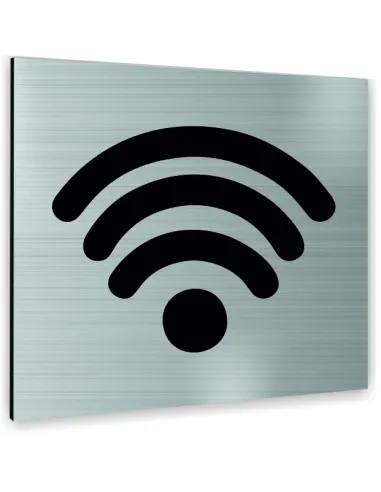 Tabliczka SREBRNA WI-FI TEKST DOWOLNY TEKST NAPIS Tablica nierdzewna PIKTOGRAM ALUMINIUM