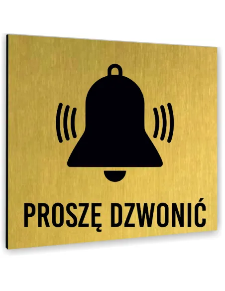 Tabliczka ZŁOTA PROSZĘ DZWONIĆ TEKST DOWOLNY TEKST NAPIS Tablica nierdzewna PIKTOGRAM ALUMINIUM