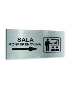 Tabliczka SREBRNA aluminiowa SALA KONFERENCYJNA NADRUK UV Tablica informacyjna