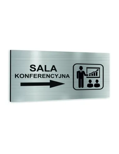 Tabliczka SREBRNA aluminiowa SALA KONFERENCYJNA NADRUK UV Tablica informacyjna