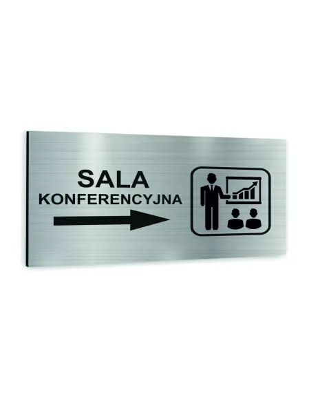 Tabliczka SREBRNA aluminiowa SALA KONFERENCYJNA NADRUK UV Tablica informacyjna