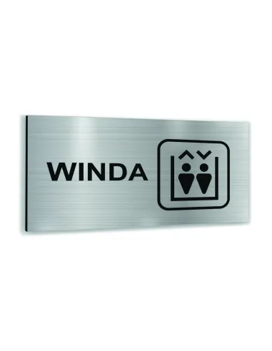 Tabliczka SREBRNA aluminiowa WINDA NADRUK UV Tablica informacyjna