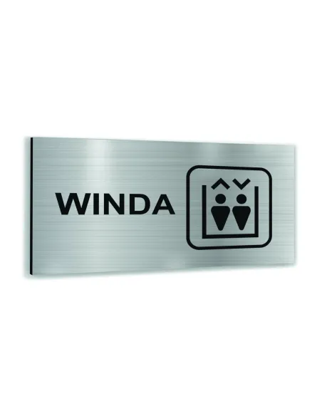 Tabliczka SREBRNA aluminiowa WINDA NADRUK UV Tablica informacyjna