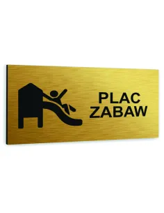 Tabliczka ZŁOTA aluminiowa PLAC ZABAW DOWOLNY NADRUK UV Tablica informacyjna