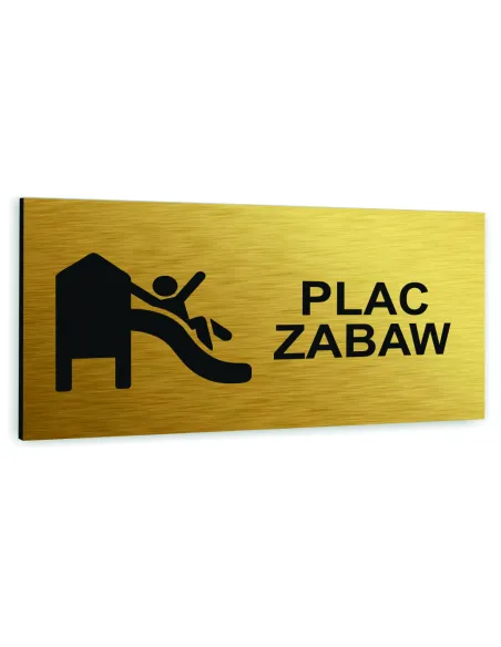 Tabliczka ZŁOTA aluminiowa PLAC ZABAW DOWOLNY NADRUK UV Tablica informacyjna