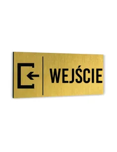 Tabliczka DOWOLNY TEKST NAPIS WEJŚCIE Tablica nierdzewna informacyjna ZŁOTA